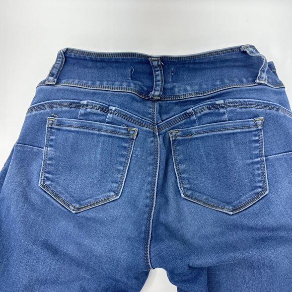 Wax Jeans Butt I Love You Size 0 Skinny Medium Wash Low Rise Denim Blue Stretch - Picture 6 of 9